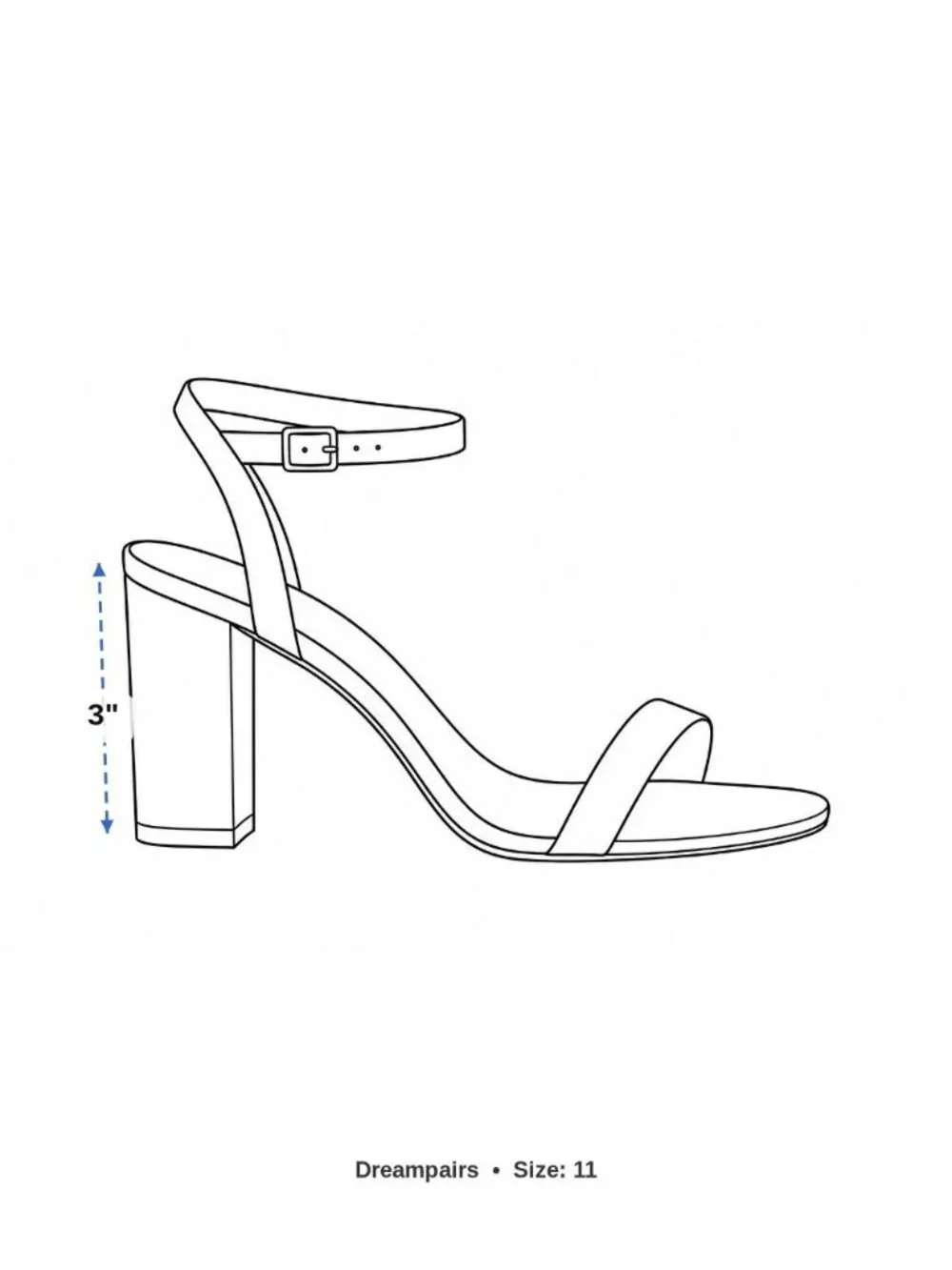 Dream Pairs Womens Silver Glitter Synthetic Low Chunk Heel Sandals Size 11